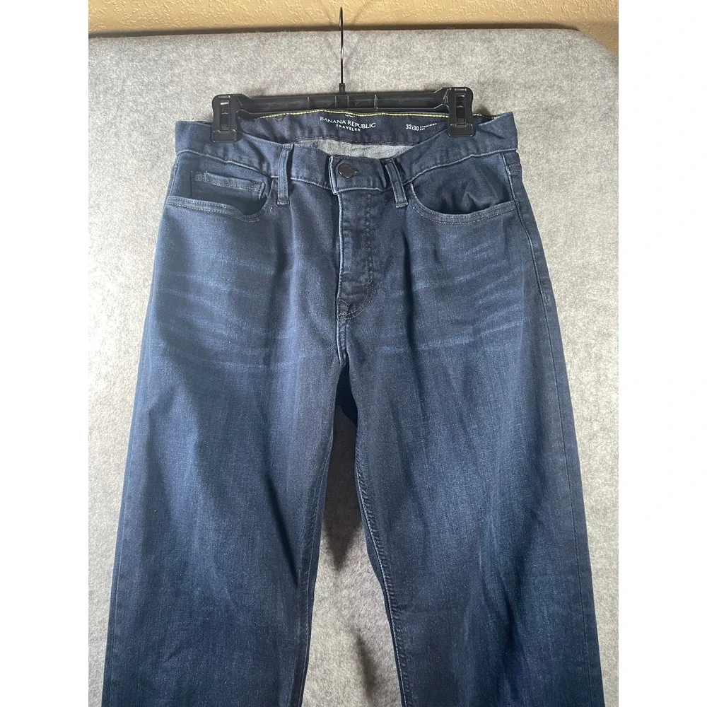 Banana Republic Jeans Mens 32x30 Blue Denim Stretch Travel Dark Wash Athletic‎